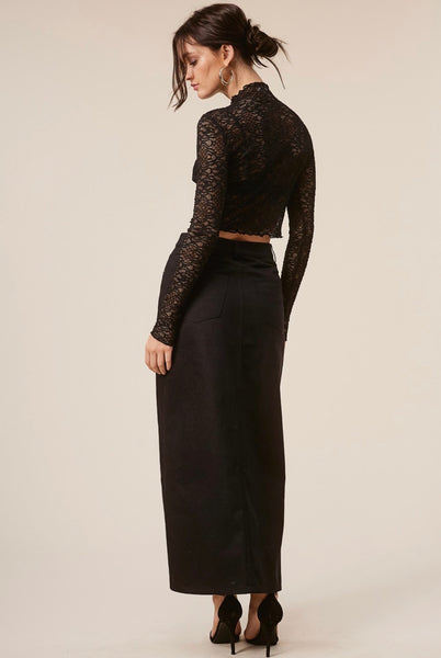 Black Denim Maxi Skirt