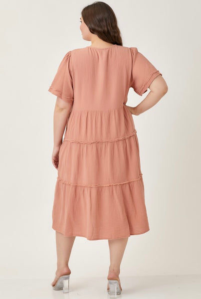 Plus V-Neck Maxi Dress