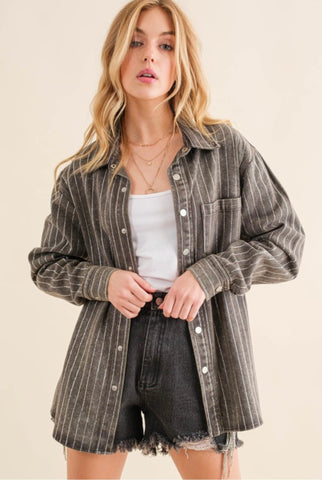 Sparkle Stone Stripped Denim Shirt
