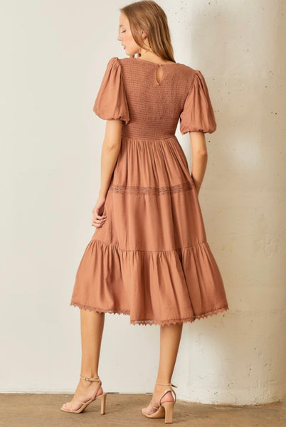Plus Chestnut Midi Dress