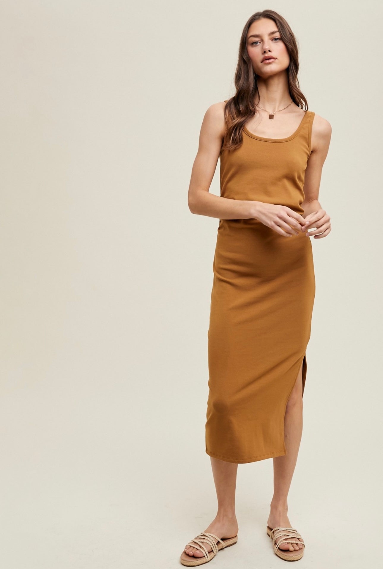 Camel Knit Midi Dress Medium Camel Knit Midi Dress Medium