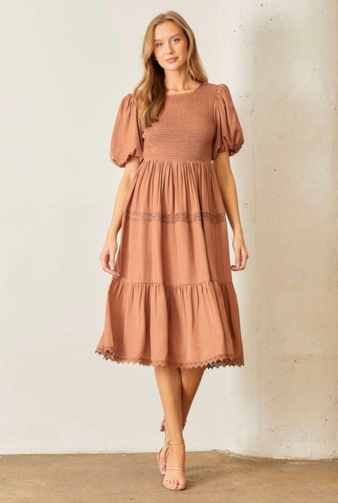Plus Chestnut Midi Dress 1xl