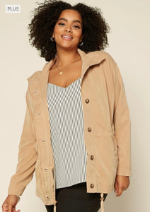 Plus Shane Cotton Pocketed Utility Jacket