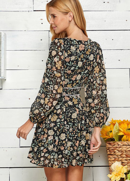 Floral Black Dress