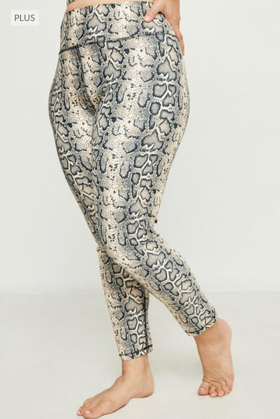 Plus Taupe Snakeskin Leggings