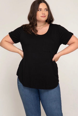 Plus Short Sleeve Knit Top
